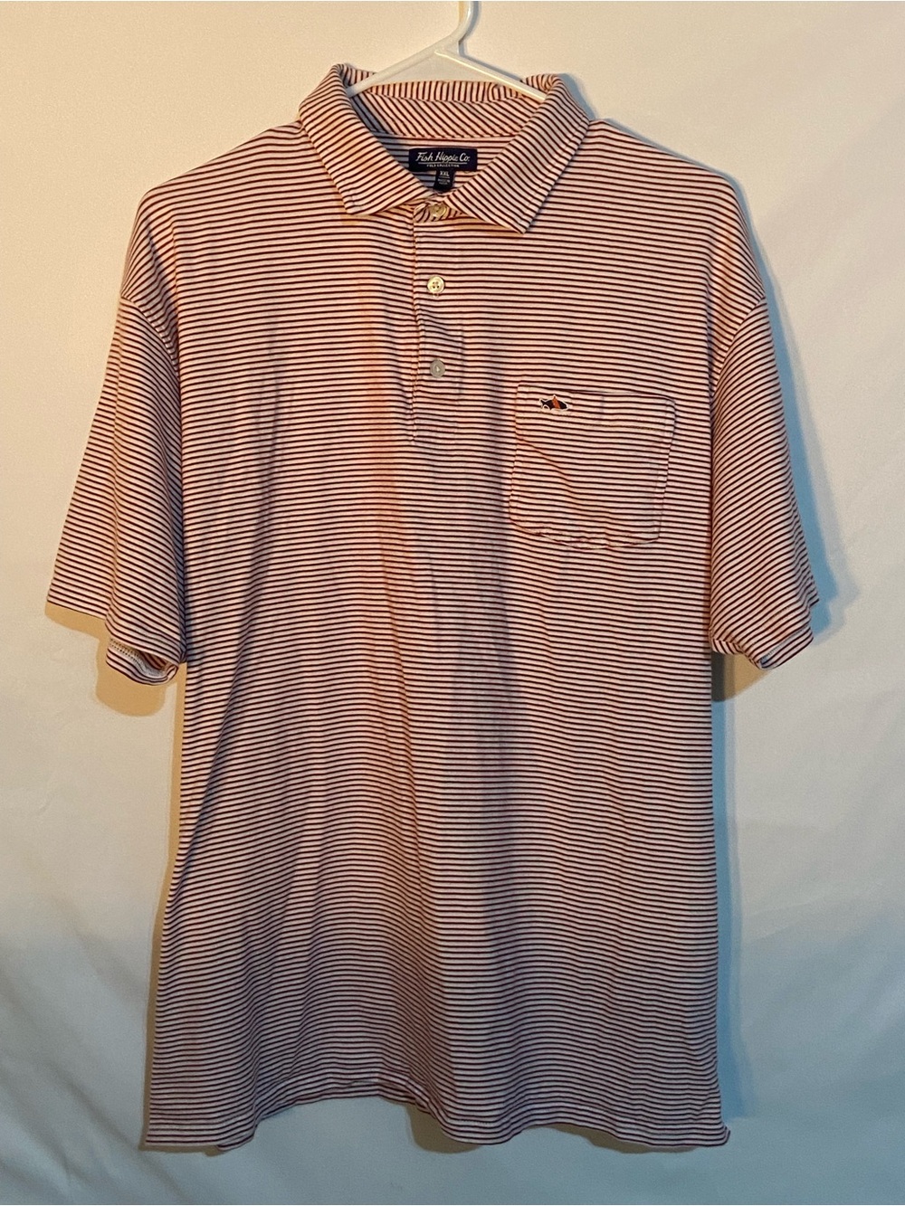 Fish Hippie Mens Red White Striped Pima Cotton Polo Shirt XXL